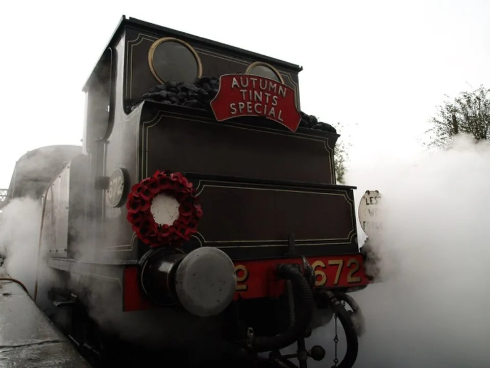 Sheffield Park → Horsted Keynes → Kingscote → East Grinstead: Armistice Day at Sheffield Park Station on the Bluebell Railway
