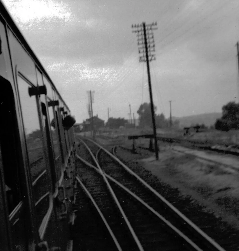 Approaching Okehampton railway station, Devon, 1969