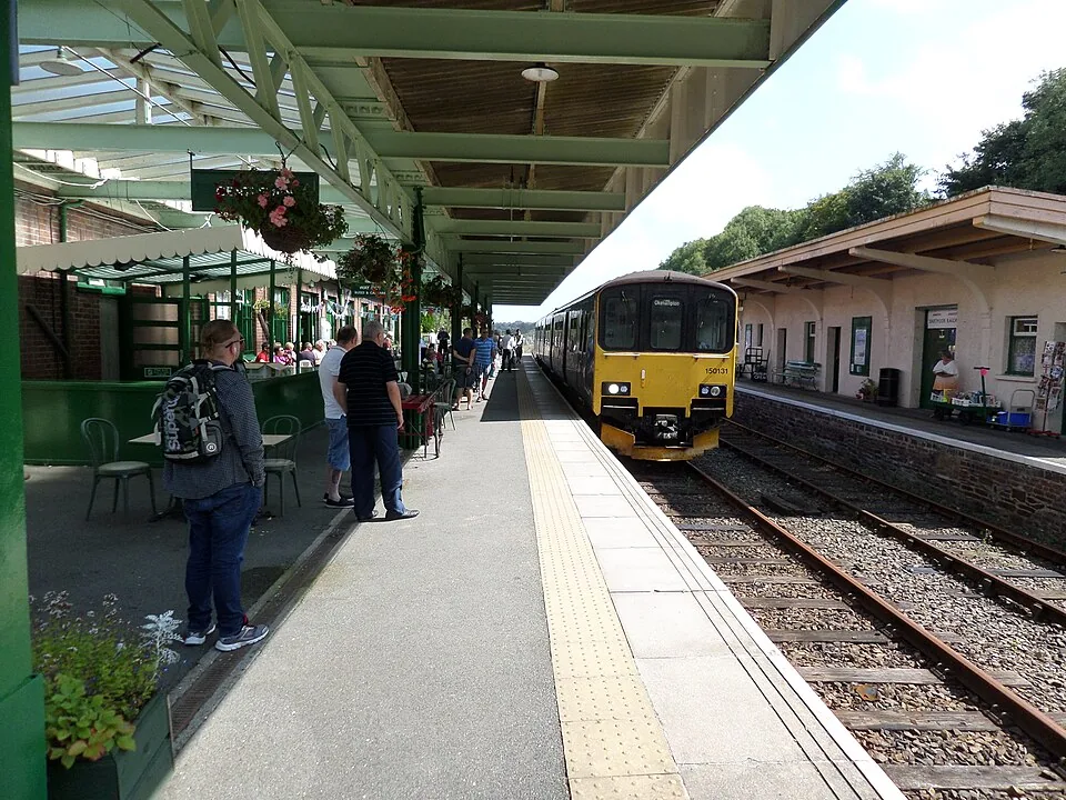 Exeter St Davids → Okehampton: Okehampton railway station, South Devon. Train for Exeter