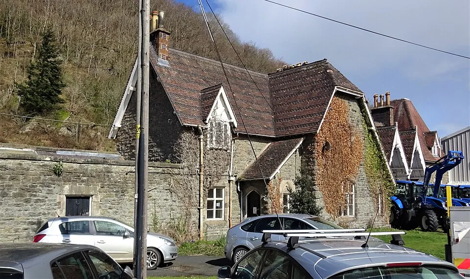 Swansea → Shrewsbury: Knighton railway station building, Shropshire. Heart of Wales Line