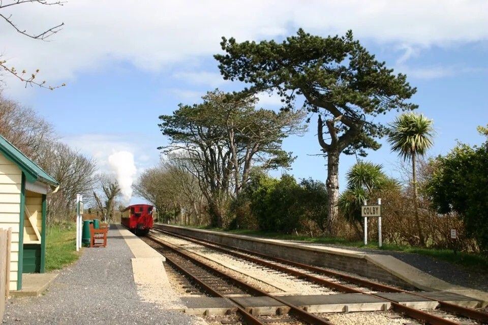 Isle of Man Steam Railway - train in Colby station
