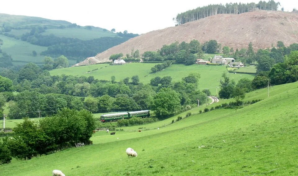 A two car diesel train of the Llangollen Railway leaving Glyndyfrdwy - geograph.org.uk - 479090
