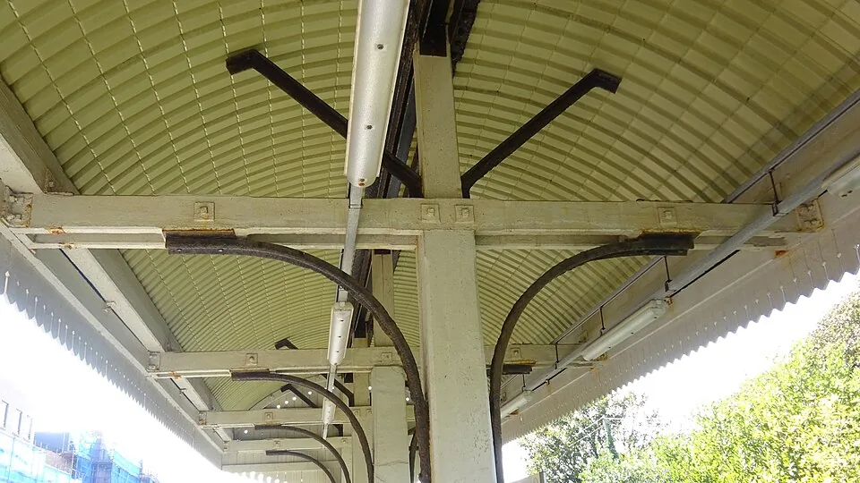 Truro → Falmouth Docks: Falmouth Docks railway station canopy, Maritime Line, Falmouth - terminus