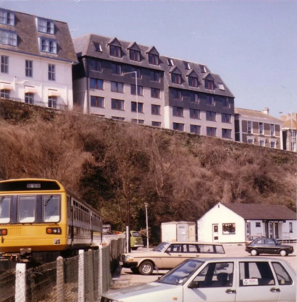 St Erth → St Ives: St. Ives Railway Station and Carrack Widden Flats, February 1986